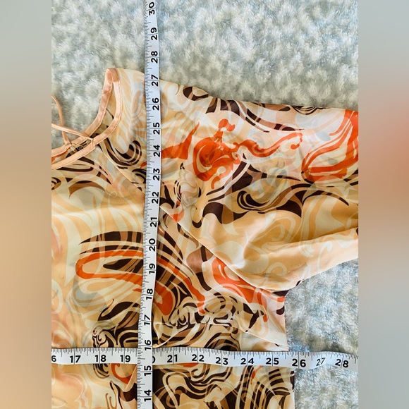 ASHLEY STEWART COLD SHOULDER SHEER FLORAL TOP - Picture 8 of 8